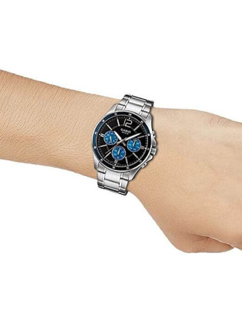 Casio – Cadran bleu – Boîtier et bracelet en acier inoxydable – MTP-1374D-2AV