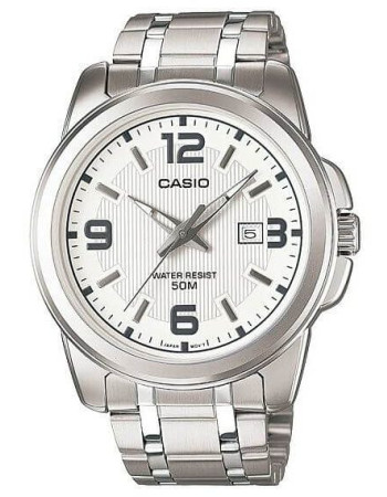 Casio – Montre pour hommes – Argentée, cadran blanc – Bracelet en acier inoxydable – MTP-1314D-7AV Casio – Montre pour hommes – Argentée, cadran blanc – Bracelet en acier inoxydable – MTP-1314D-7AV