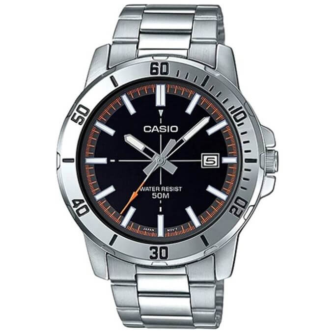 Casio – Pour hommes – Avec dateur – Aiguilles fluorescentes – MTP-VD01D-1E2