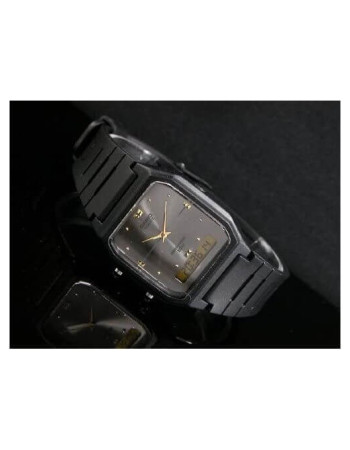 Casio – Noir – Double montre classique – Bracelet en silicone noir – AW-48HE-8AVDF