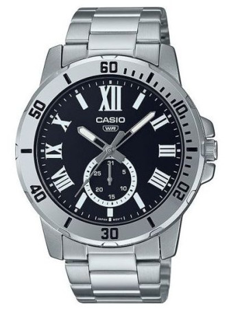 Casio – Doté d’un impressionnant cadran noir avec un affichage de date « petite seconde » – MTP-VD200D-1B