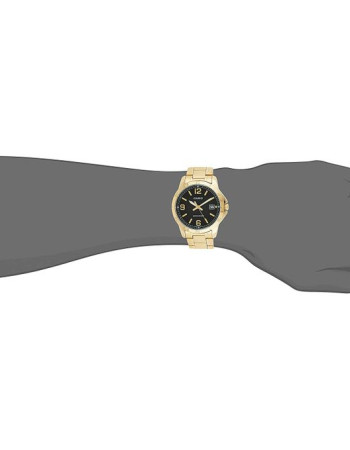Casio – Cadran noir – Bracelet doré en acier inoxydable – Avec dateur – MTP-V004G-1BUDF