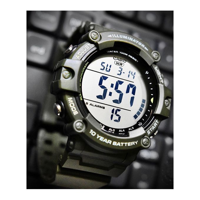 Casio – AE-1500WHX-3AVDF – Verte – Bracelet extra long pour les grosses poignets