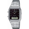 Casio – Classique Duel Time – Vintage Collection en fond noir – Bracelet en acier inoxydable – AQ-230A-1DMQ