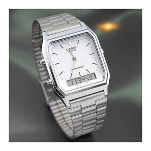 Casio – Dual Time – Classique design – Bracelet en acier inoxydable – AQ-230A-7DMQ