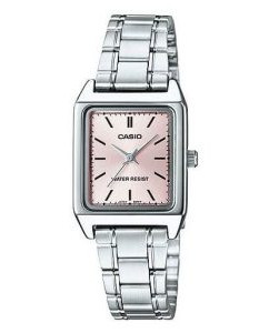 Casio – Montre carrée pour femme – Cadran rose – Bracelet en acier inoxydable – LTP-V007D-4EUDF Casio – Montre carrée pour femme – Cadran rose – Bracelet en acier inoxydable – LTP-V007D-4EUDF