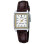 Casio – Montre femme carrée – Cadran blanc – Bracelet cuir marron – LTP-V007L-7E2UDF