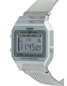 Casio – Montre Vintage SUPER SLIM – Digitale argentée – Bracelet milanais – A700WM-7ADF