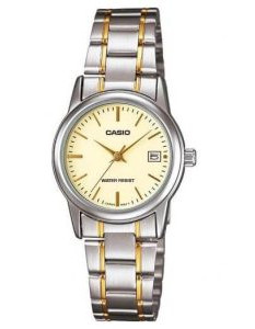 Casio – Montre femme tout en acier inoxydable – Bracelet bicolore – Cadran avec dateur – LTP-V002SG-9AUDF Casio – Montre femme tout en acier inoxydable – Bracelet bicolore – Cadran avec dateur – LTP-V002SG-9AUDF