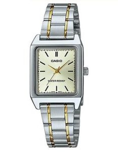 Casio – Montre carrée pour femme – Bracelet acier inoxydable bicolore – LTP-V007SG-9EUDF Casio – Montre carrée pour femme – Bracelet acier inoxydable bicolore – LTP-V007SG-9EUDF