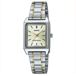 Casio – Montre carrée pour femme – Bracelet acier inoxydable bicolore – LTP-V007SG-9EUDF