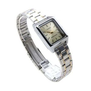 Casio – Montre carrée pour femme – Bracelet acier inoxydable bicolore – LTP-V007SG-9EUDF