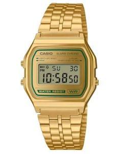 Casio – Vintage Collection Dorée avec contour vert – A158WEGV-9A