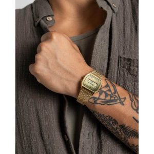 Casio – Vintage Collection Dorée avec contour vert – A158WEGV-9A