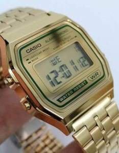 Casio – Vintage Collection Dorée avec contour vert – A158WEGV-9A