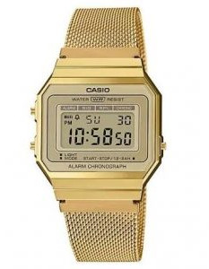 Casio – A700WMG-9ADF – Montre Vintage SUPER SLIM dorée avec bracelet milanais