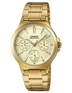 Casio – LTP-V300G-9AU – Montre dorée pour femme style chronographe avec bracelet en acier inoxydable