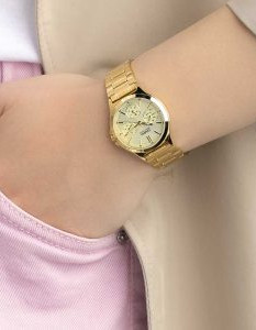 Casio – LTP-V300G-9AU – Montre dorée pour femme style chronographe avec bracelet en acier inoxydable