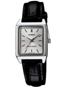 Casio – LTP-V007L-7E1UDF – Montre carrée pour femme avec bracelet en cuir noir