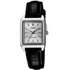 Casio – LTP-V007L-7E1UDF – Montre carrée pour femme avec bracelet en cuir noir