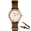 Morgan – MG001/1BU – Montre femme avec bracelet nato en cuir brun et cadran blanc doré