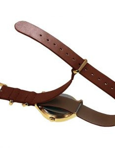 Morgan – MG001/1BU – Montre femme avec bracelet nato en cuir brun et cadran blanc doré