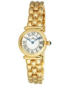 Yonger & Bresson – DMP1376/30 – Montre femme dorée avec cadran blanc et bracelet métallique doré