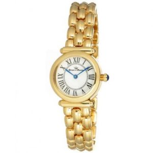 Yonger & Bresson – DMP1376/30 – Montre femme dorée avec cadran blanc et bracelet métallique doré
