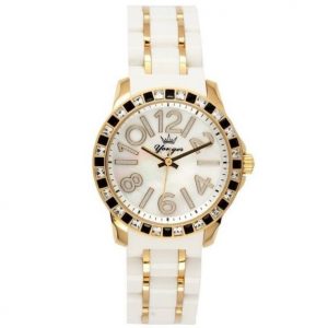 Yonger & Bresson – DMP1495/33 – Montre femme avec cadran nacre blanc et bracelet résine-céramique