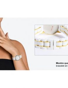 Yonger & Bresson – DMP1495/33 – Montre femme avec cadran nacre blanc et bracelet résine-céramique