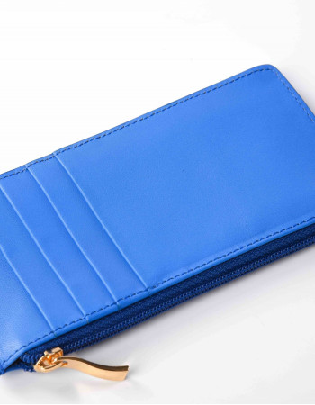 Portefeuille zippé bleu