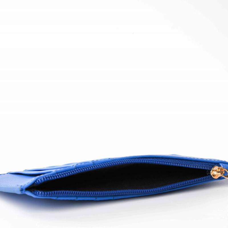 Portefeuille zippé bleu