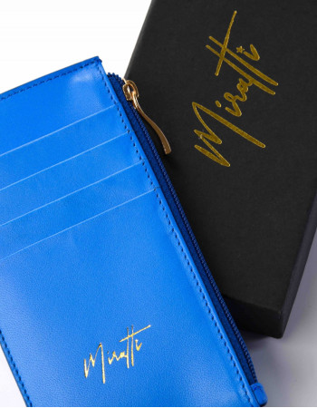 Portefeuille zippé bleu