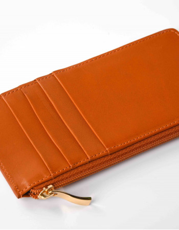 Portefeuille zippé camel
