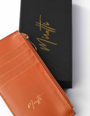 Portefeuille zippé camel