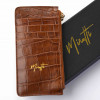 Portefeuille zippé croco chocolat