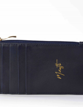 Portefeuille zippé bleu marine