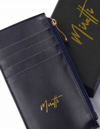 Portefeuille zippé bleu marine