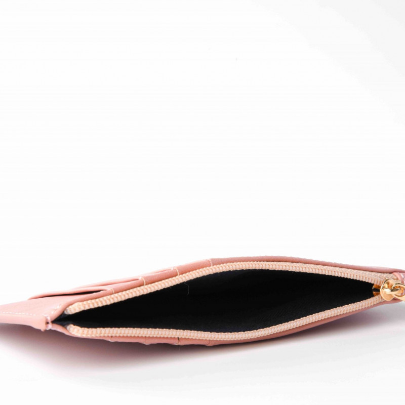 Portefeuille zippé rose