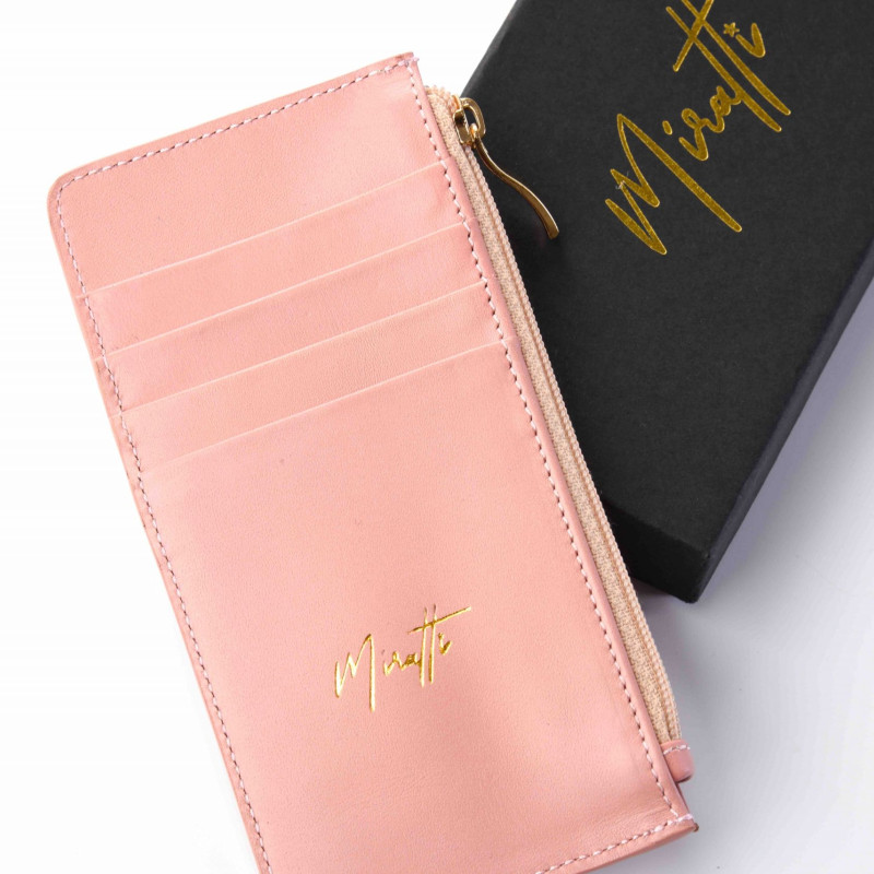 Portefeuille zippé rose