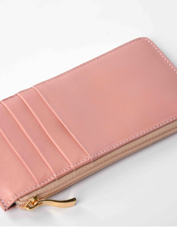 Portefeuille zippé rose