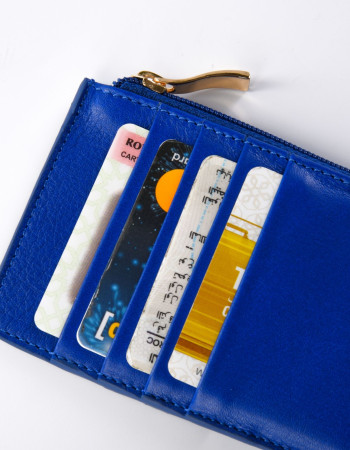 Portefeuille zippé bleu royal