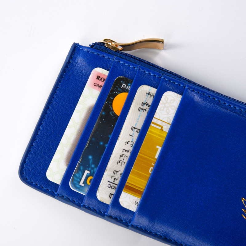 Portefeuille zippé bleu royal