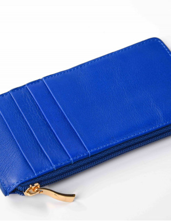 Portefeuille zippé bleu royal