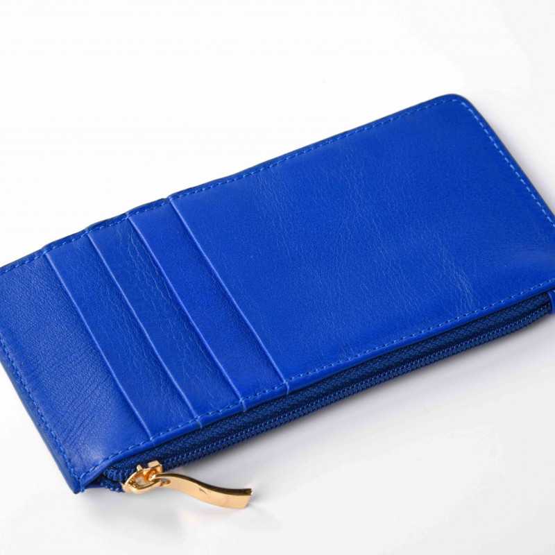 Portefeuille zippé bleu royal