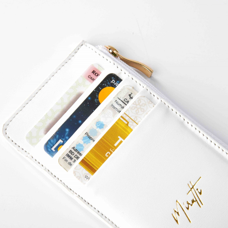 Portefeuille zippé blanc