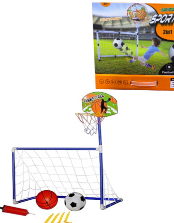 2 en 1 But de football avec kit de panier de basket