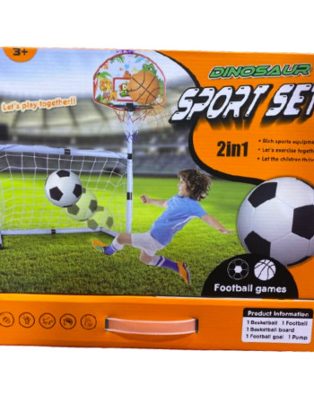 2 en 1 But de football avec kit de panier de basket