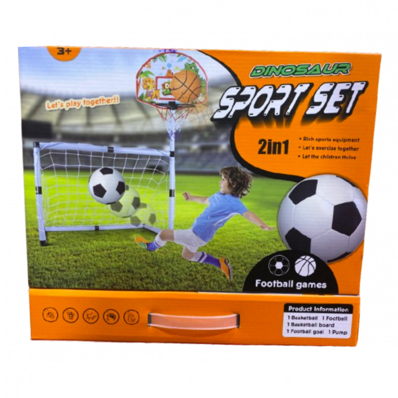 2 en 1 But de football avec kit de panier de basket
