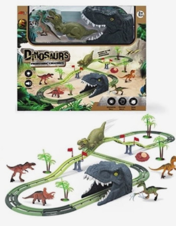 Circuit Dinosaures Rechargeable - 46 Pièces avec Lumières et Sons